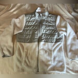022: PreLoved Faded Glory White and Gray Quilted Jacket Full Zip Size 1XL/16W